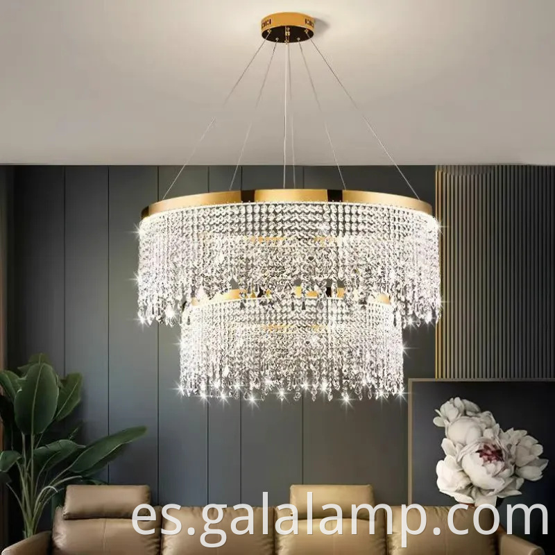 Luz colgante de cristal de oro de oro para bodas elegantes